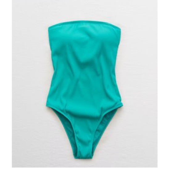 aerie ribbed bandeau one piece swimsuit
